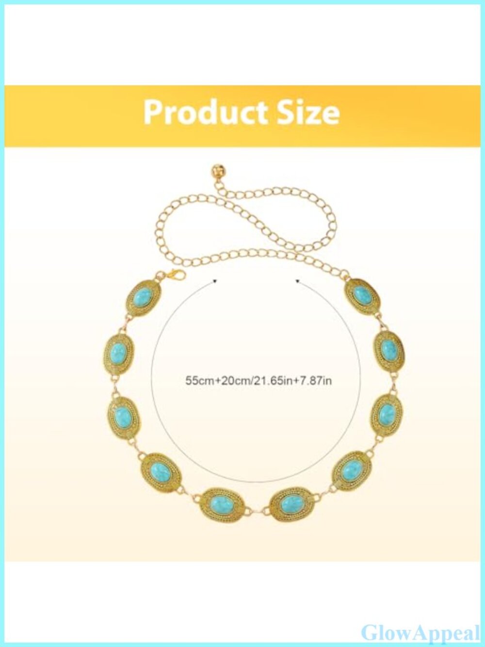 Western Turquoise Waist Chain Belt Gold Metal Concho Cowgirl - Picture 2 of 6